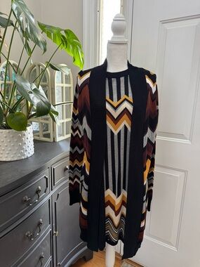 Missoni Black Knit Cardigan and Dress with Zigzag Accent NWT
